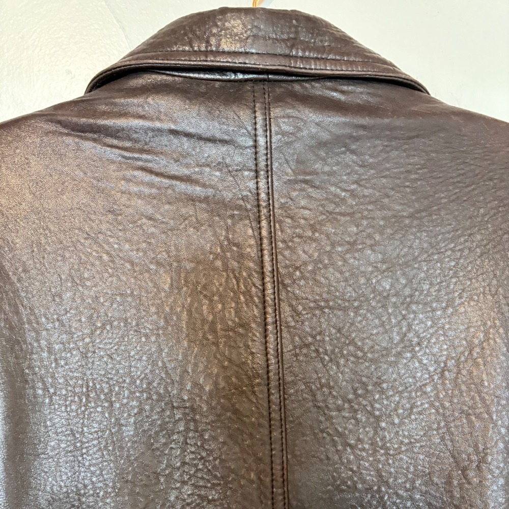 Y2K 90s Scully Leather Jacket Women Size 6 Brown Textured Button Front Blazer - Picture 4 of 16